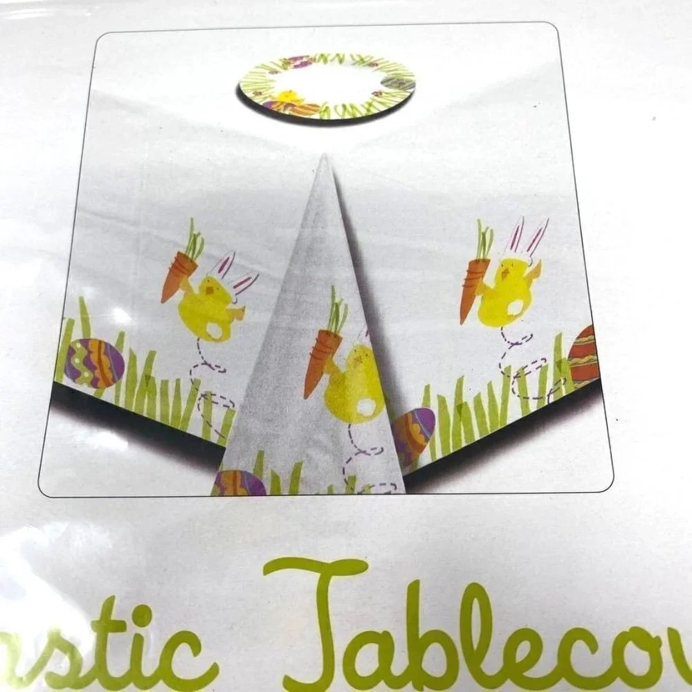 Target Easter Plastic Tablecover 48 in x 88 in Chicks Eggs Grass